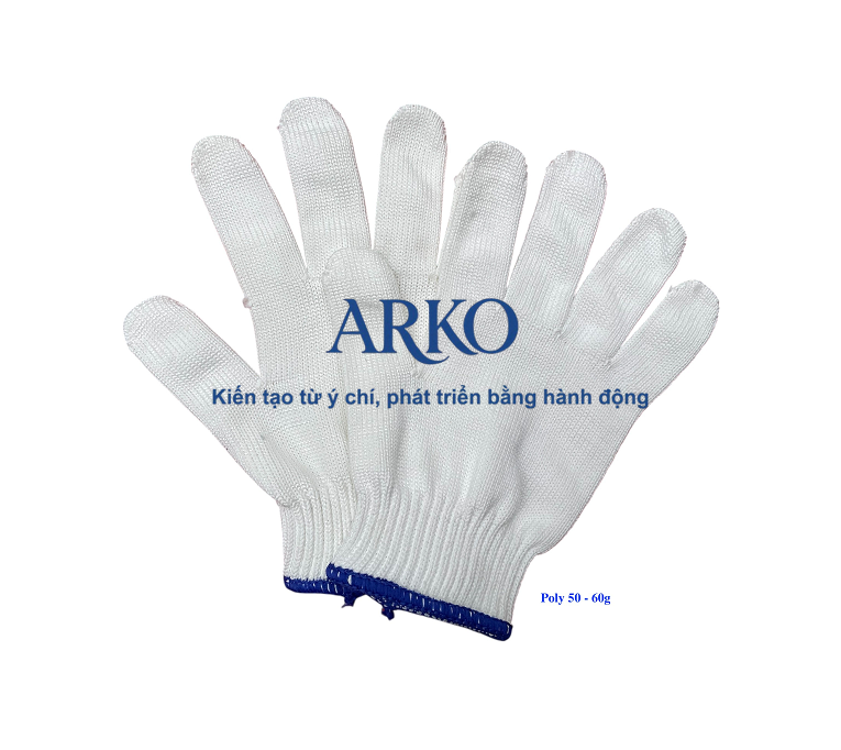 Địa chỉ mua găng tay bảo hộ lao động chính hãng, giá tốt 8 Găng Poly 100%: Dệt từ sợi polyeste, độ bền cao, ít bai dão.