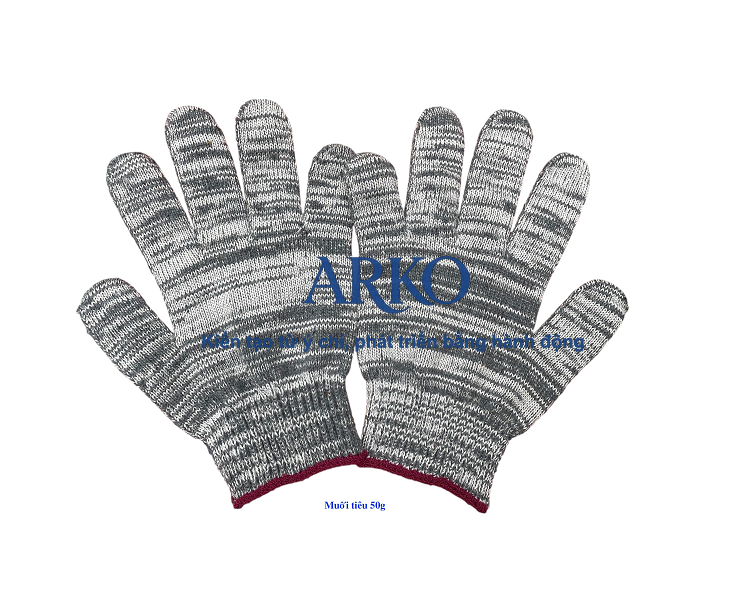 Mua găng tay sợi 50g bảo hộ lao động ở đâu giá tốt – giao nhanh? 6 Găng tay sợi 50g màu muối tiêu – Ít bám bẩn, phù hợp môi trường bụi bẩn