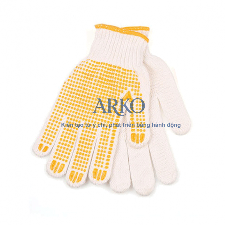 Găng tay bảo hộ chấm hạt nhựa dùng trong sản xuất và cơ khí