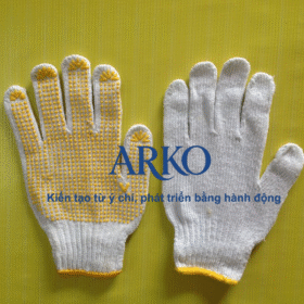 Găng tay len chấm hạt PVC