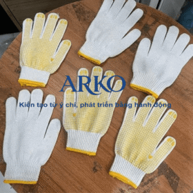 Găng tay sợi 45g chấm hạt nhựa
