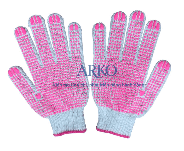 Găng tay len chấm hạt PVC cho lao động, làm vườn và kho bãi 3 Găng tay len chấm hạt PVC thường dễ giặt sạch và nhanh khô, không bị co rút hay mất hình dạng sau nhiều lần sử dụng