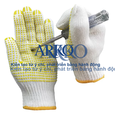 Găng tay bảo hộ chấm hạt nhựa hàng Việt Nam
